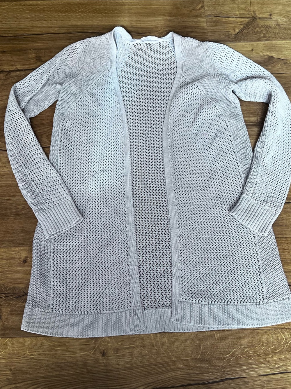 Athleta Light Gray Open-Weave Cardigan – Size Medium